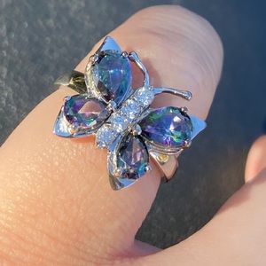 Sterling silver mystic topaz ring, size 7